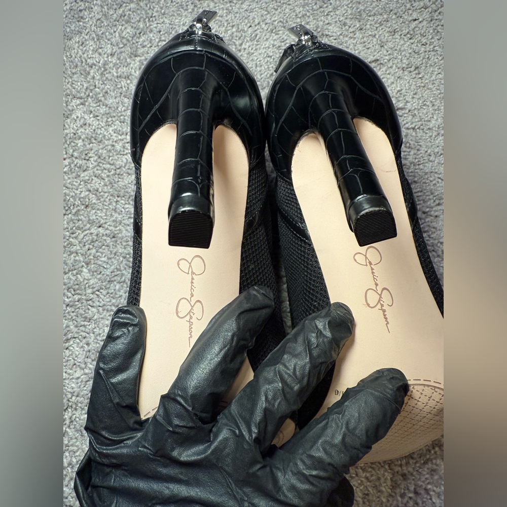 Jessica Simpson Black Peep-Toe Ankle Booties - Picture 10 of 15